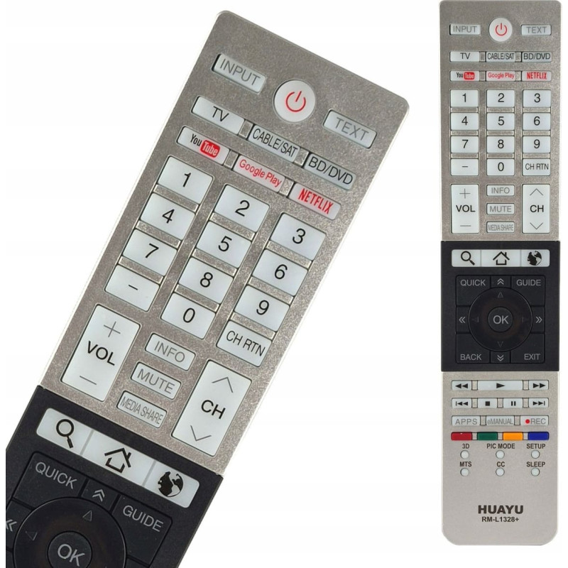 Lamex LXH1328 TV remote control Toshiba LCD 3D / Netflix / RM-L1328