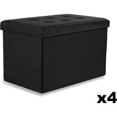 Leobert Pufa składana XL z guzikami - 60x38x38cm aksamit czarna x 4
