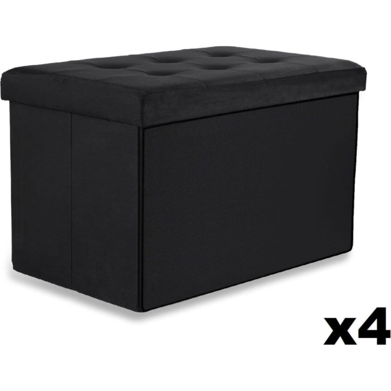 Leobert Pufa składana XL z guzikami - 60x38x38cm aksamit czarna x 4