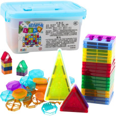 Leantoys Zestaw Klocki Magnetyczne W Walizce Kolorowe  57 El