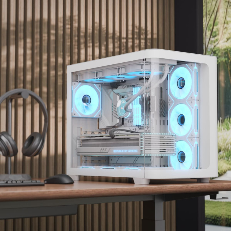 Aerocool P500C PC-Gehäuse, Midi-Tower, ATX, Tempered Glass - weiß