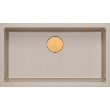 Graniteq LOGAN 110 GraniteQ zlewozmywak pearl beige 76x45x23,5 cm 1-komorowy podwieszany z syfonem manualnym miedziany
