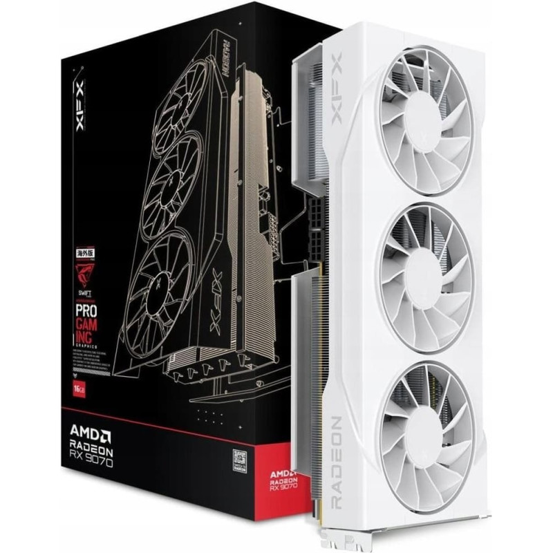 XFX Swift AMD Radeon RX 9070 OC Triple 90mm Fan White 16GB GDDR6 256-bit HDMI 3x DP