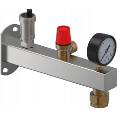 Uponor Grupa bezpieczeństwa 6 bar INOX z przyłączem do zbiornika z manometrem, zaworem bezpieczeństwa i automatycznym odpowietrznikiem C.W.U.