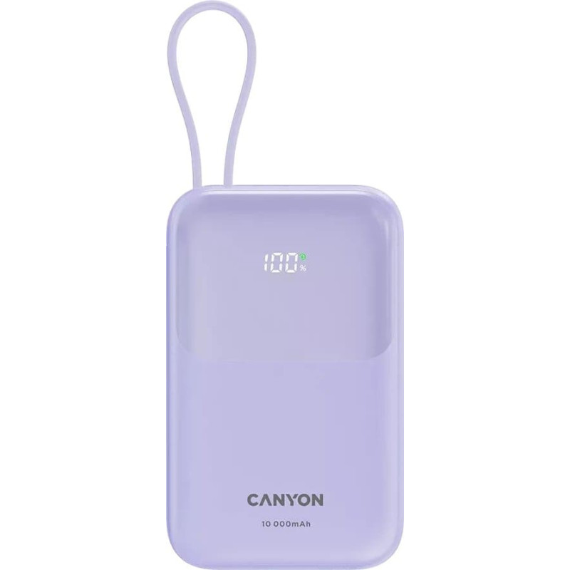 Canyon power bank OnPower 101 z kablem 10000 mAh PD22.5W Fioletowy