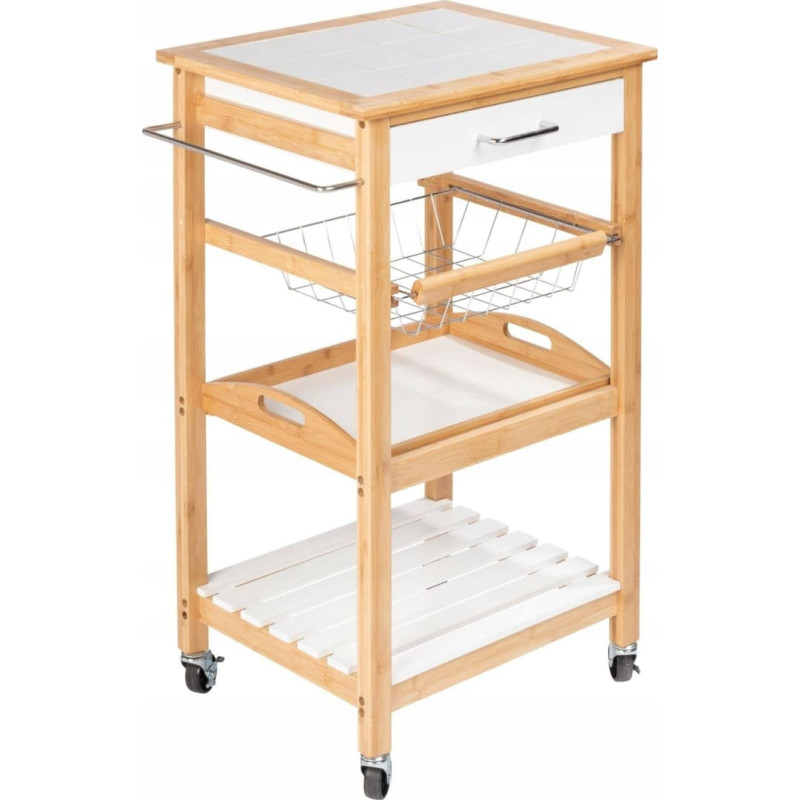 Wenko Wózek kuchenny na kółkach FINJA, drewno bambusowe + MDF, WENKO