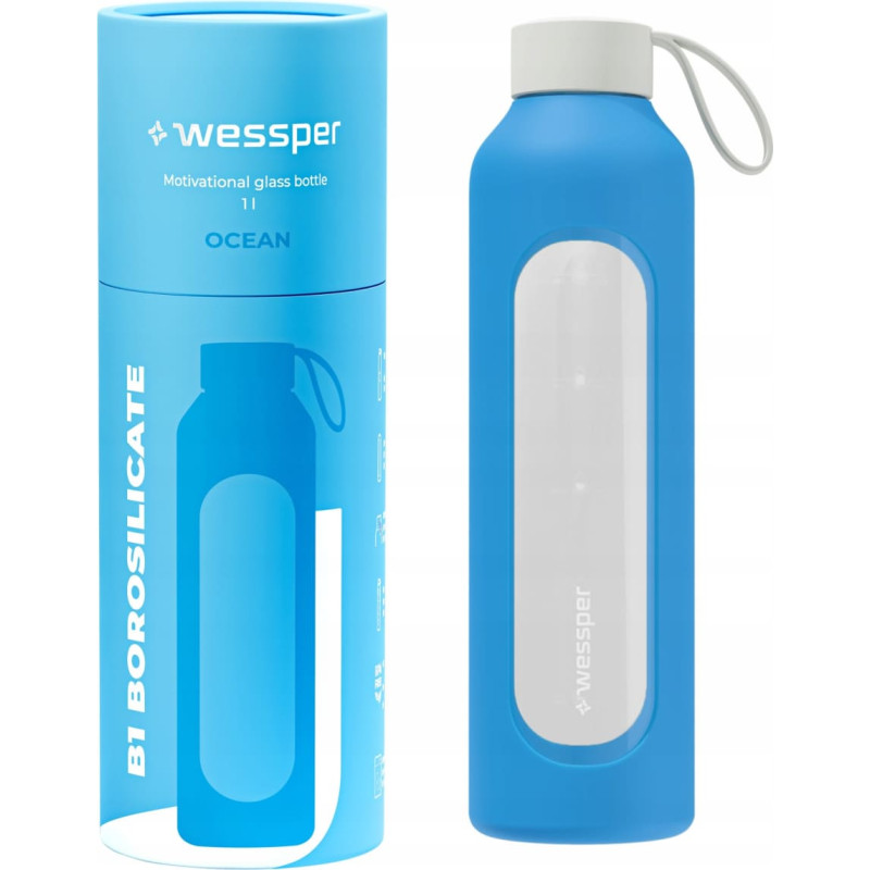 Wessper Szklana butelka Wessper B1 Borosilicate 1000ml Ocean (WES260-OC-NEW)