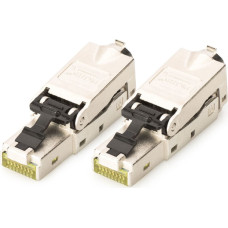 Digitus CAT 6A Field Termination Plug, STP with dust cap, bend relief - 2 pcs., RJ-45, Silver, Male, Straight, Zinc, Cat6a