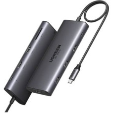 Ugreen HUB UGREEN CM639 USB-C / 2xHDMI 4K60 Hz, 3xUSB-A, USB-C, SD/TF, RJ45, USB-C PD 100W