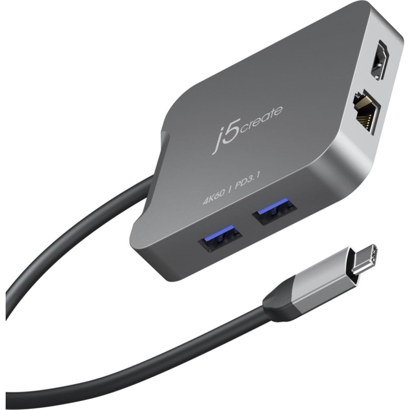 J5Create JCD3191-N stacja dokująca Przewodowa USB 3.2 Gen 2 (3.1 Gen 2) Type-C Szary