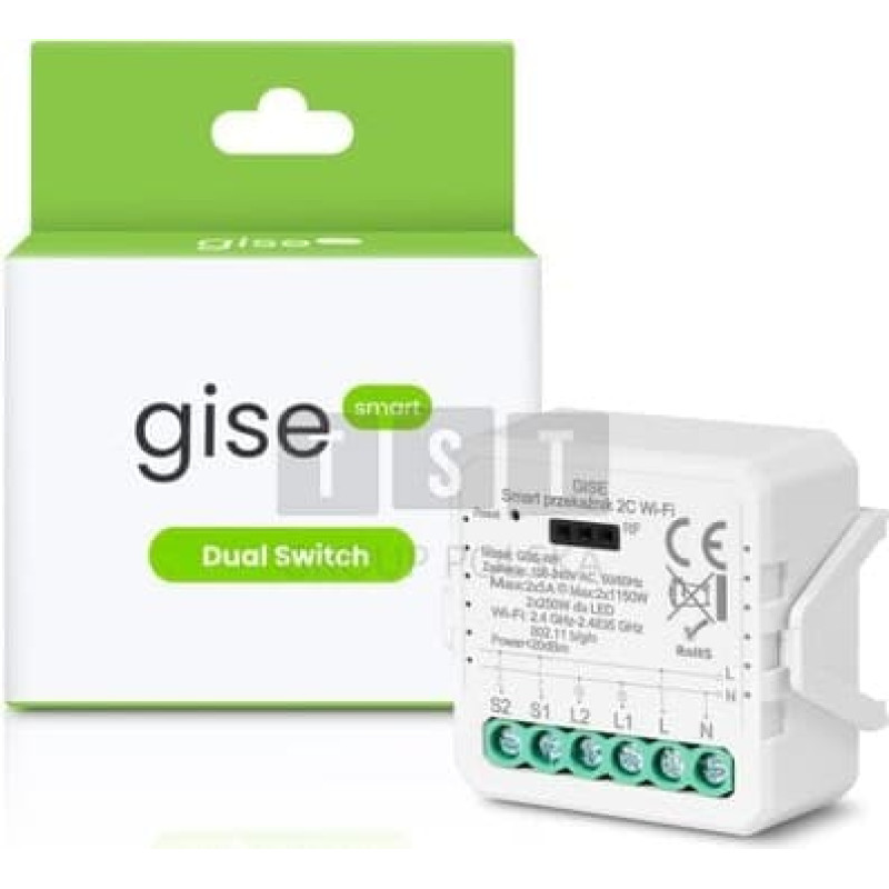 Gise Smart Podwójny moduł przekaźnikowy WiFi | Tuya | GDS-WF