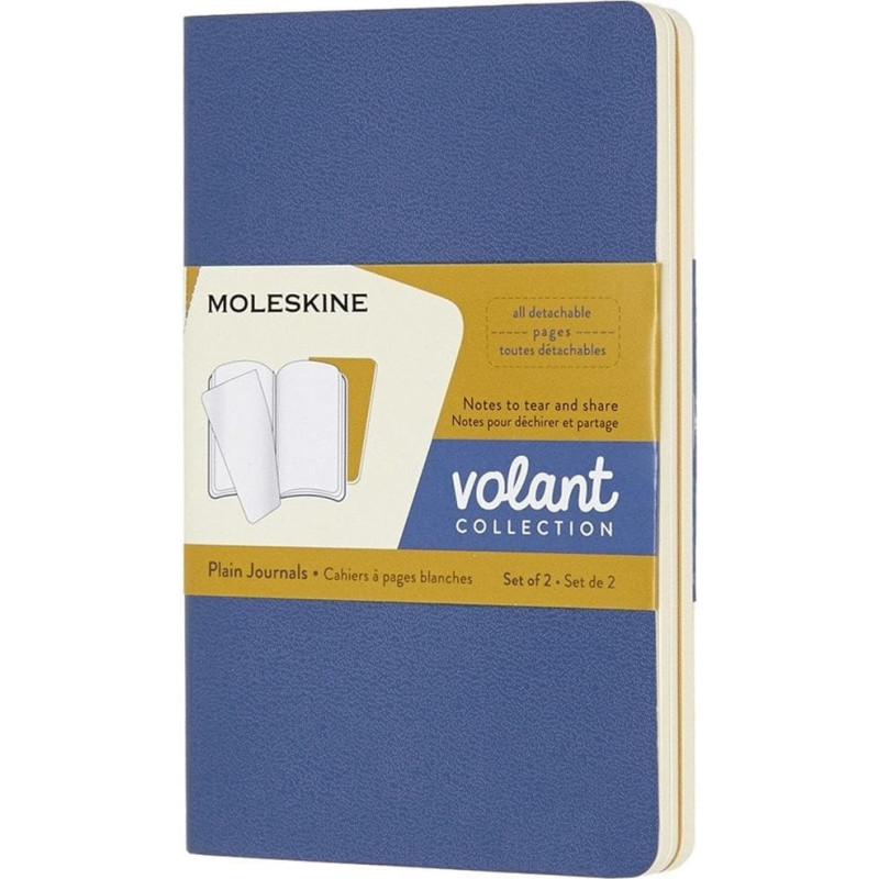 Moleskine Zestaw 2 zeszytów MOLESKINE Volant, P, 9x14cm, gładki, 80 stron, blue/amber yellow