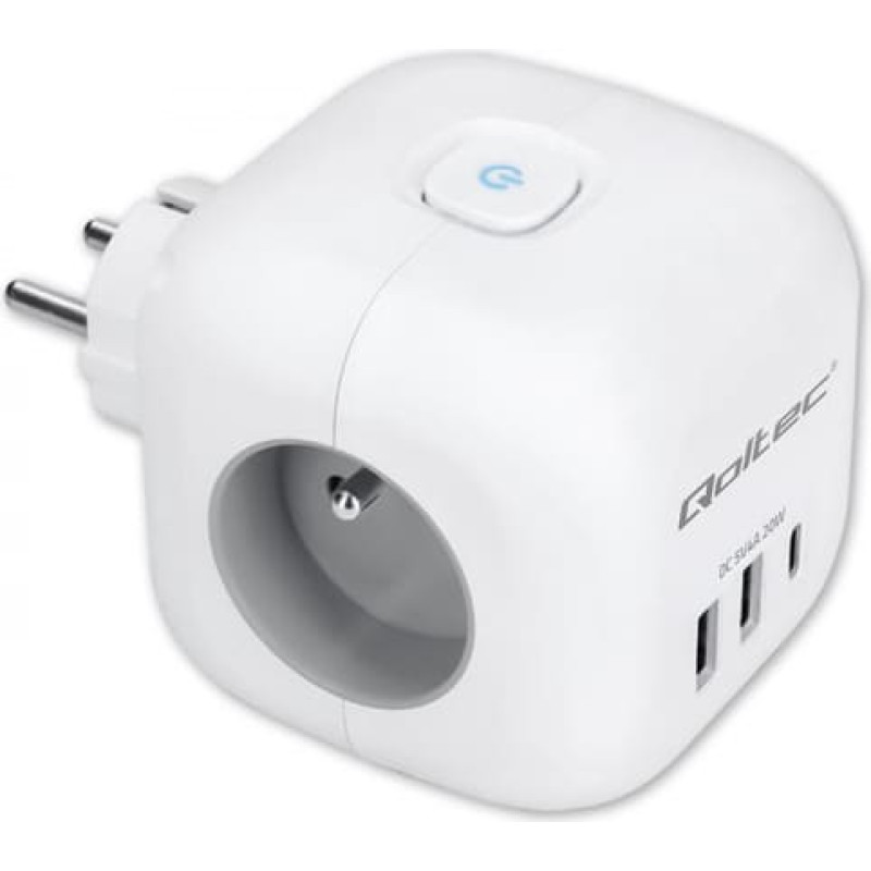 Qoltec Power cube 6in1 extension cord 3xAC USB