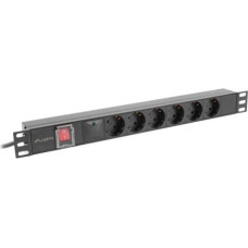 Lanberg PDU rack power strip 19 inch 1U 16A 5xschuko 2m black