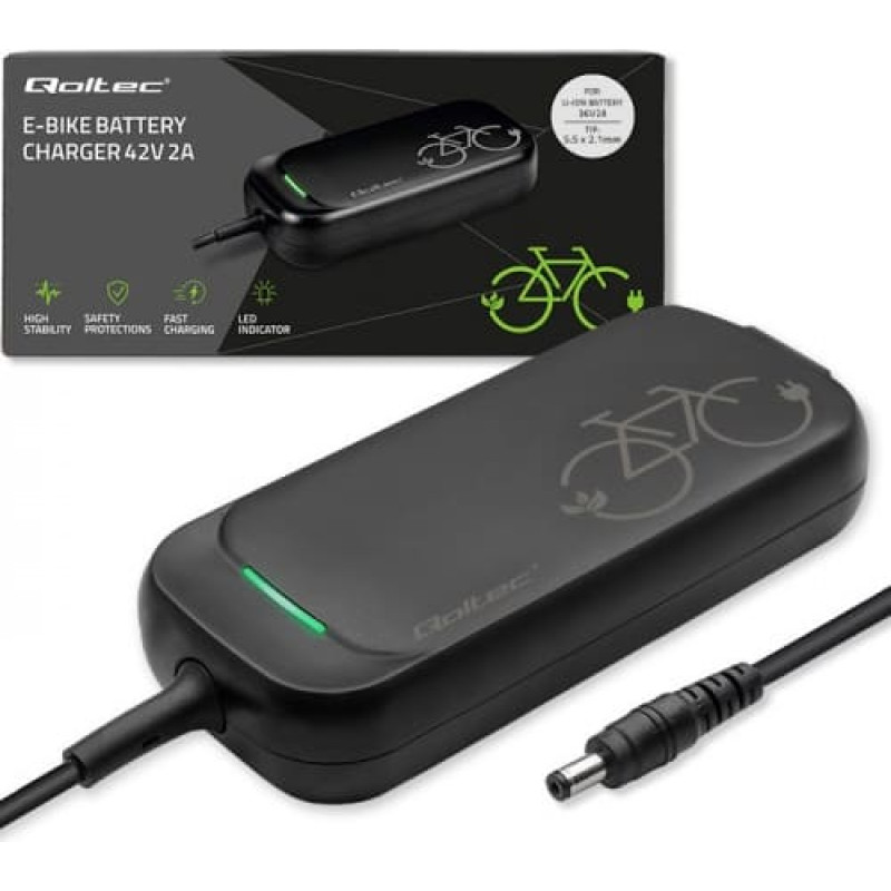 Qoltec Charger for ebike 36V 42V 2A 5.5x2.1