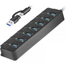 Logilink USB3.2 Gen1 hub, 7 port on/off switch black