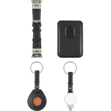 4Smarts Zestaw akcesoriów 4w1 4smarts Style portfel MagSafe, ładowarka do Apple Watch, pasek do Apple Watch, etui na AirTag, czarny