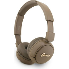 Guess Słuchawki nauszne Guess Bluetooth 5.3 Metal Logo Script brązowy