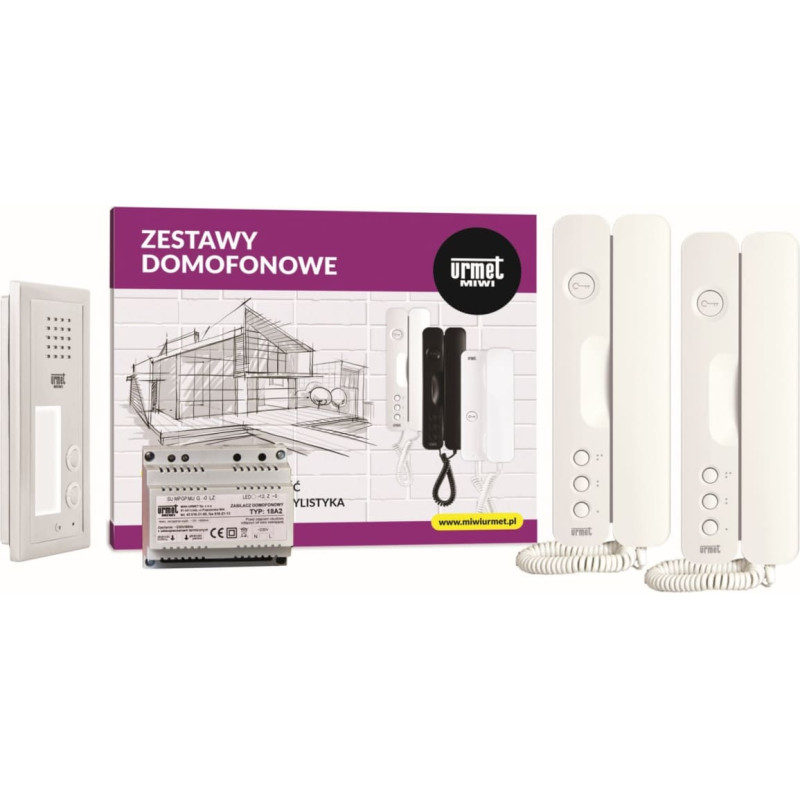 Miwi Urmet 6025/402 URMET Zestaw domofonowy z dwoma przyciskami wywołania, podtynkowy