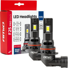Amio Żarówki samochodowe led seria f25 pro black full canbus hir2 68w 12v 24v amio-04724