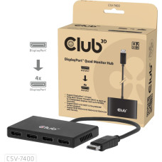 Club 3D HUB USB Club 3D hub MST (Multi Stream Transport) DisplayPort 1.4 na 4x DisplayPort, Quad monitor, 4x 4K30Hz, 8K30Hz