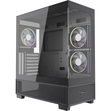 Gembird Gaming case Fornax X550 aquarium type, ATX, 2x USB 3.2 + 1x USB type-C, black