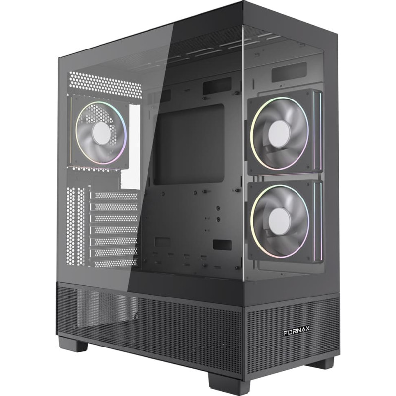 Gembird Spēļu korpuss Fornax X550 akvārija tipa, ATX, 2x USB 3.2 + 1x USB type-C, melns