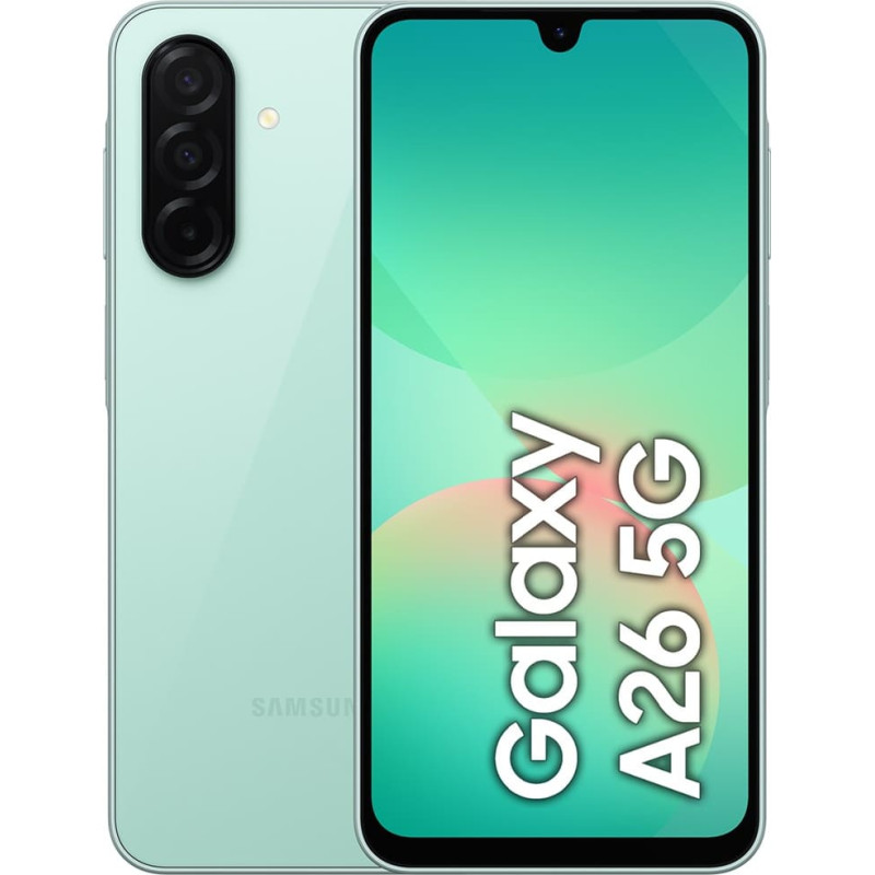 Samsung Galaxy A26 17 cm (6,7 collu) hibrīds divu SIM karšu Android 15 5G USB Type-C 6 GB 128 GB 5000 mAh piparmētru krāsā