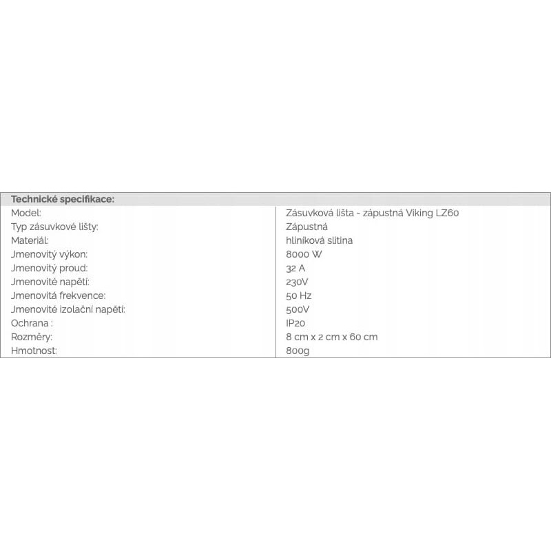 Triton Listwa zasilająca Triton Viking LZ60 listwa zasilająca wpuszczana, szara