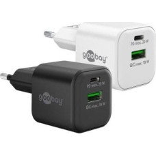 Goobay Ładowarka Goobay Podwójna szybka ładowarka USB-C PD GaN (20 W) czarny - Wersja kolorystyczna czarny