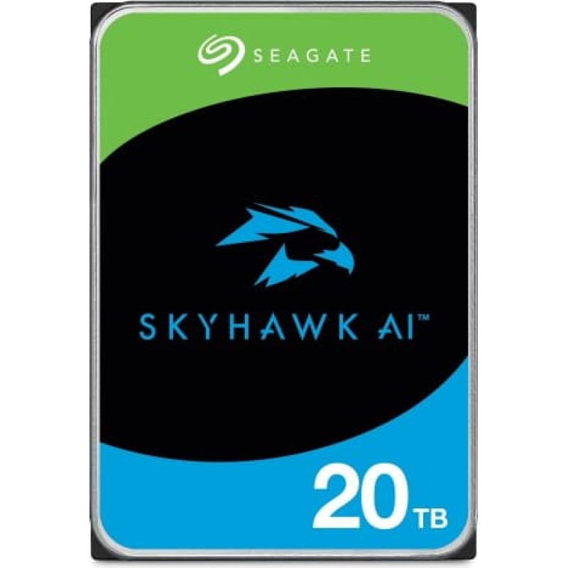 Seagate SkyHawk AI iekšējais cietais disks 20 TB 7200 RPM 512 MB 3,5 collu seriālais ATA III (ST20000VE004)