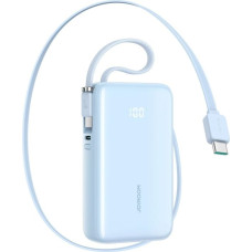 Joyroom Powerbank Joyroom JR-PR2L 10000mAh 35W z wbudowanym zwijanym kablem USB-C i kablem-smyczą USB-C - niebieski