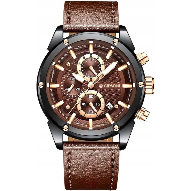 Giewont Zegarek Giewont Zegarek Męski Giewont Chronograph Sapphire Czarno Brązowy GW8810-A3