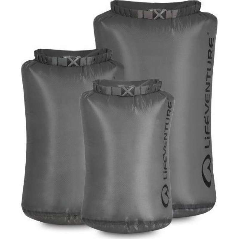 Lifeventure Ultralight Dry Bag Multipack (5L, 10L, 25L), Grey