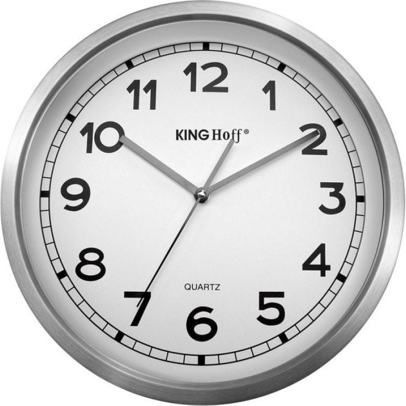 Kinghoff ZEGAR ŚCIENNY STALOWY 34cm MECHANIZM PŁYNĄCY