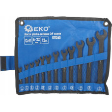 Geko Klucze płasko-oczkowe CRV-czarne 6-22mm 12el. (20)