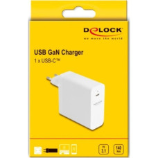 Delock Ładowarka Delock DeLOCK USB GaN charger 1x USB-C, 140 Watt (white, PD 3.1)
