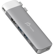 J5Create HUB USB j5create j5create JCD394-N huby i koncentratory 2 x USB 3.2 Gen 2 (3.1 Gen 2) Type-C 5000 Mbit/s Szary, Biały