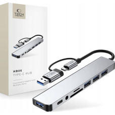 Baseus TECH-PROTECT HB06 HUB ADAPTER 9IN1 TYPE-C + USB2.0 + USB3.0 + SD/TF + AV3.5 SPACE GREY