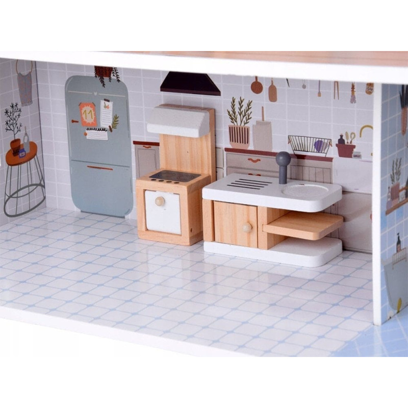 Jokomisiada Uroczy domek z meblami Stylowa Drewniana Willa dla Lalek ZA5368