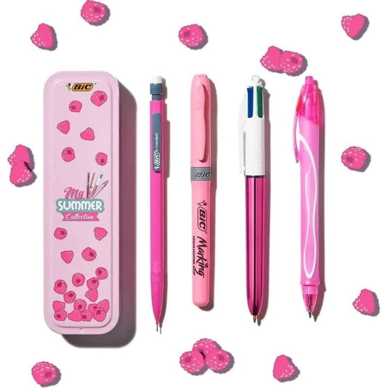 BIC Zestaw różowy w metalowym pudełku 4 elementy EDUKAMP