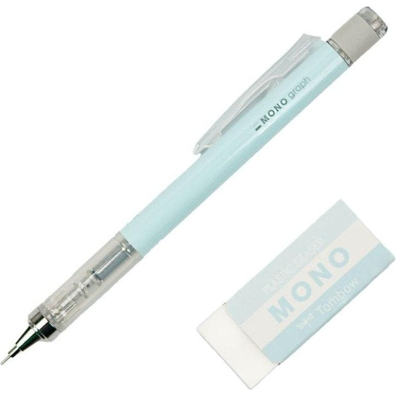 Tombow Ołówek automat, Mono Graph 0,5mm pastel + gumka