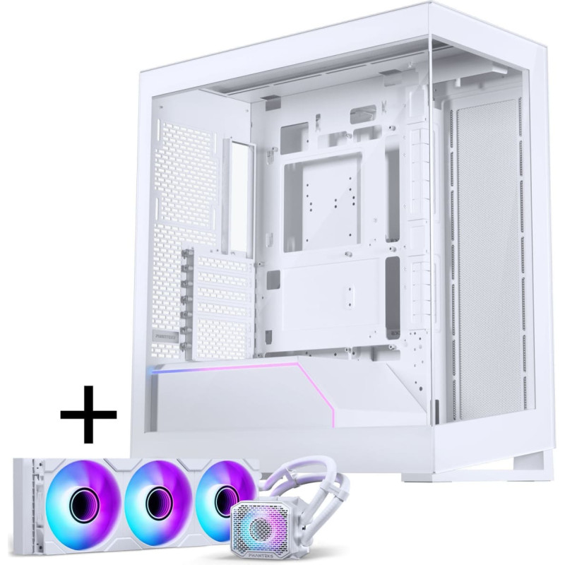 Phanteks NV-Serie NV5 MK2 ATX-Gehäuse, Tempered Glass, DRGB - Matte White + Glacier One 360M25 Gen2 DRGB AiO Wasserkühlung - 360mm