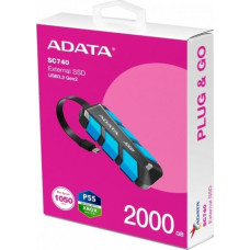 Adata Dysk zewnętrzny SSD SC740 2TB U3.2C 1050/1000 MB/s niebieski