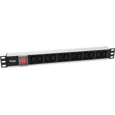 Equip 333318 rozdzielacz zasilania PDU 12 x gniazdo sieciowe 1U Czarny, Srebrny