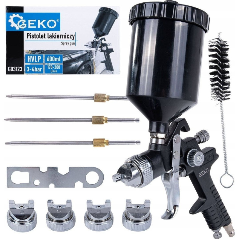 Geko Pistolet lakierniczy HVLP - 4 dysze ( 1.3-1.4-1.7-2.0) (20)