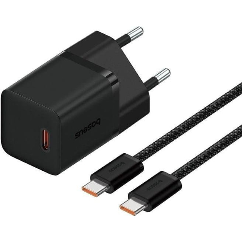 Baseus Ładowarka Baseus GaN5 mini 1C 30W EU+kabel USB-C (cluster black)