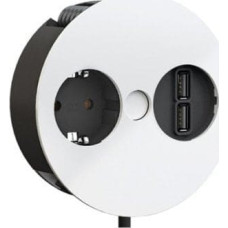 Bachmann BACHMANN TWIST 1x gniazdo z uziemieniem, tulejki, ładowarka USB, kabel zasilający z uziemieniem, biały, 2 m