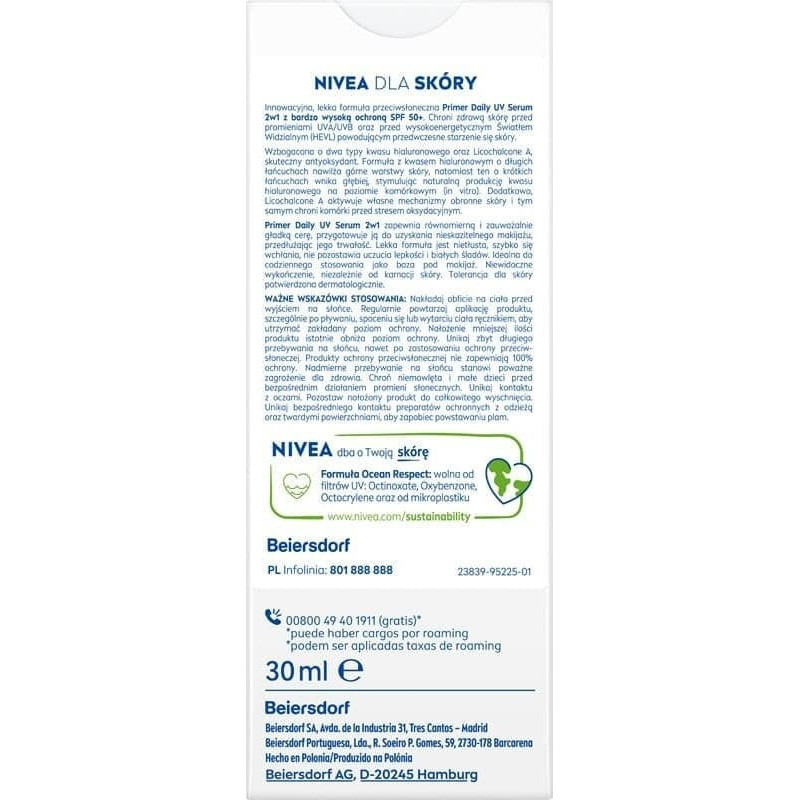 Nivea _Sun 2 in 1 Primer Daily UV Serum baza i serum do twarzy SPF50+ 30ml