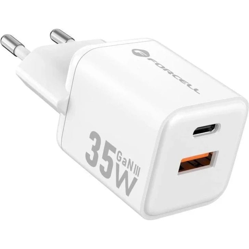 Forcell Szybka ładowarka Forcell F-Energy Mini GaN III VT-35C USB C + USB A QC4.0 PD 35W biała